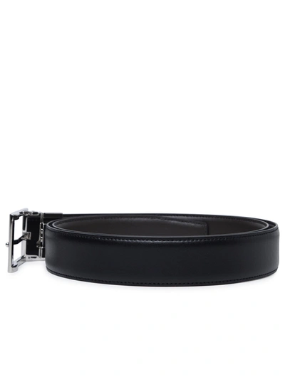 Shop Zegna Man  Reversible Black Leather Belt