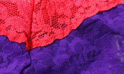 Shop Hanky Panky Colorplay Original Lace Thong In Electric Purple/ Coral Gables