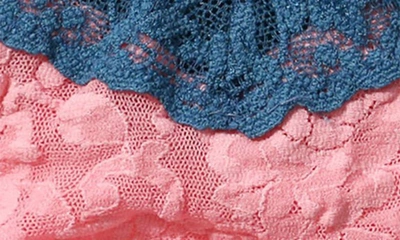 Shop Hanky Panky Colorplay Original Lace Thong In Pink Lady/ Storm Cloud Blue
