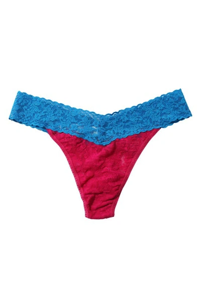 Shop Hanky Panky Colorplay Original Lace Thong In Red/ Blue