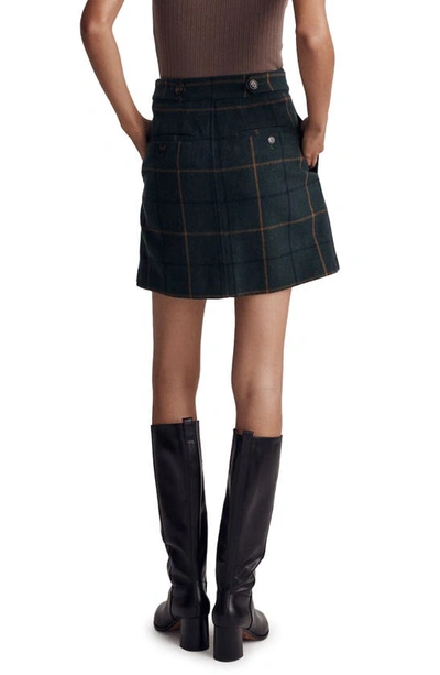 Shop Madewell Plaid Button Front Wool Blend Miniskirt In Melange Dark Palm