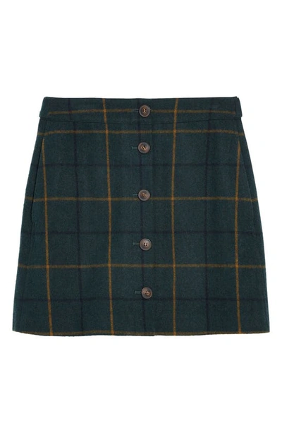 Shop Madewell Plaid Button Front Wool Blend Miniskirt In Melange Dark Palm