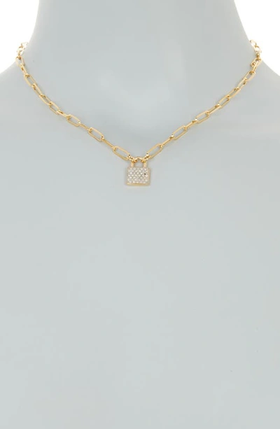 Meshmerise Pavé Diamond Padlock Pendant Necklace In Yellow