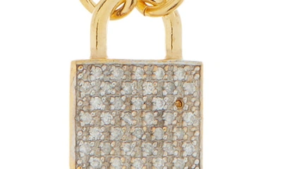 Meshmerise Pavé Diamond Padlock Pendant Necklace In Yellow