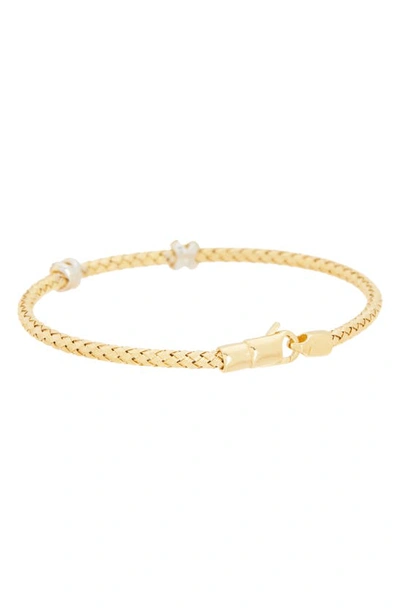 Meshmerise Pavé Diamond 'x' Bangle Bracelet In Yellow Gold