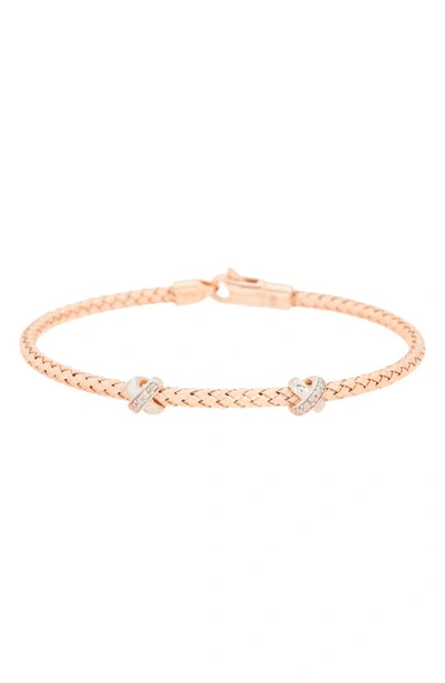 Shop Meshmerise Pavé Diamond 'x' Bangle Bracelet In Rose Gold