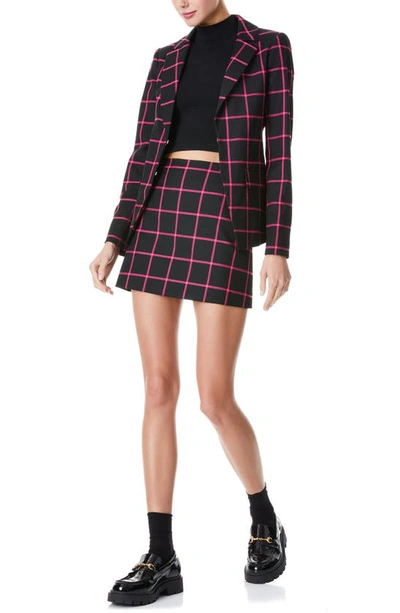 Shop Alice And Olivia Elana Miniskirt In Black/ Wild Pink