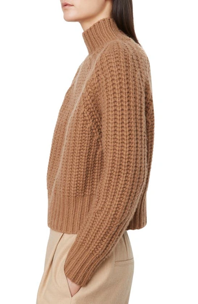 Shop Vince Rib Cashmere Turtleneck Sweater In Camel