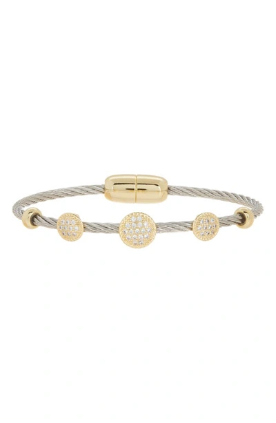 Meshmerise Two-tone Wire Cz Station Bracelet In Two Tone