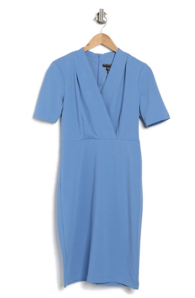Shop Maggy London Pleated Sheath Dress In Blue Bonnet