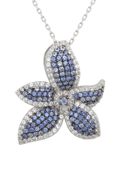 Suzy Levian Silver 0.02 Ct. Tw. Diamond & Gemstone Pendant In Blue