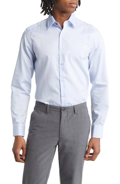 Shop Duchamp Tailored Fit Textured Solid Dress Shirt In Blue