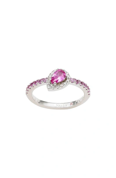 Shop Suzy Levian Sterling Silver Pink & White Sapphire Ring