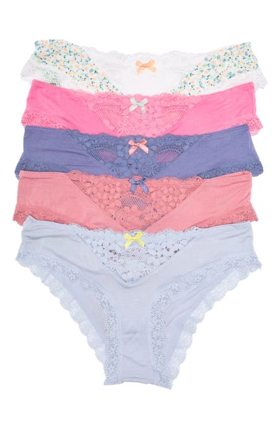 Shop Honeydew Intimates Willow Assorted 5-pack Hipster Panties In Multi Blue