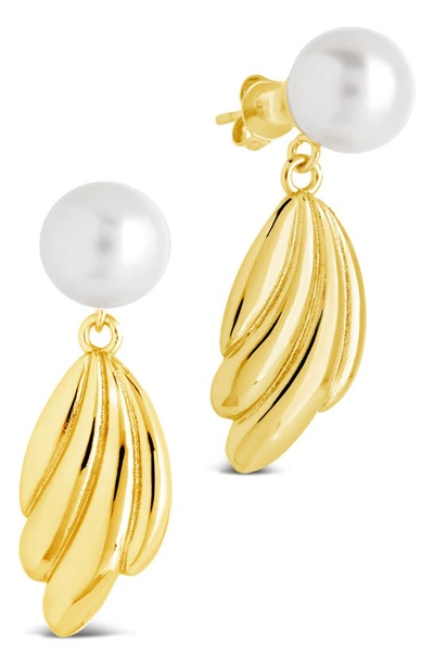 Shop Sterling Forever Chrie 9mm Cultured Pearl Drop Earrings In Gold