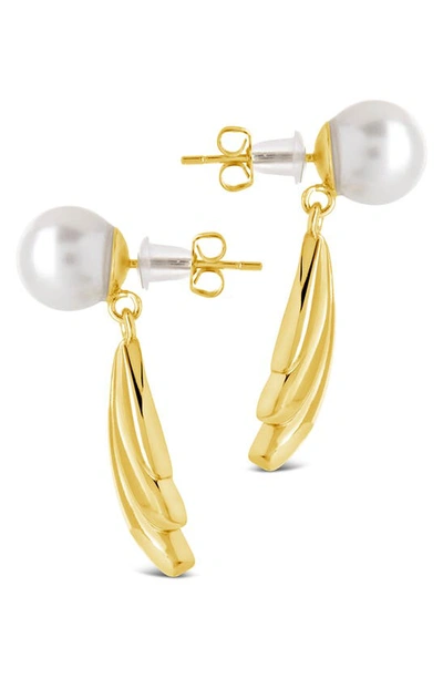 Shop Sterling Forever Chrie 9mm Cultured Pearl Drop Earrings In Gold