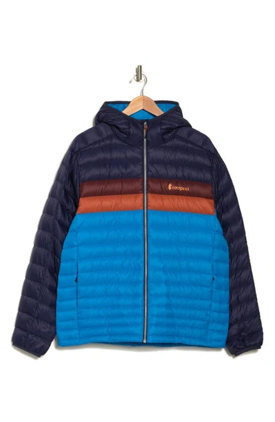 Shop Cotopaxi Fuego Water Resistant 800 Fill Power Down Hooded Jacket In Maritime And Saltwater