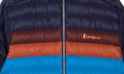Shop Cotopaxi Fuego Water Resistant 800 Fill Power Down Hooded Jacket In Maritime And Saltwater