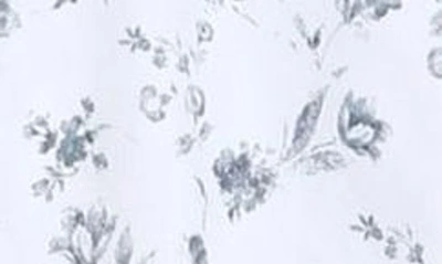 Shop John Varvatos Loren Floral Print Short Sleeve Cotton Button-up Shirt In Dusted Blue