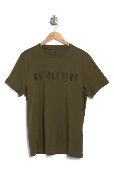 Shop John Varvatos Revolution Cotton Graphic T-shirt In Olive
