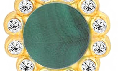 Gabi Rielle Sunlite Pavé Crystal & Malachite Pendant Necklace In Gold