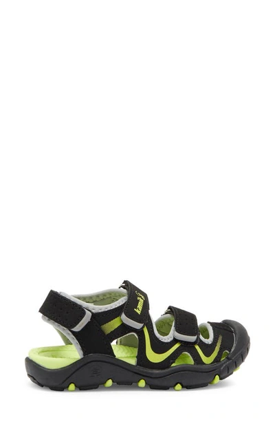 Shop Kamik Kids' Wander Sandal In Black/ Lime