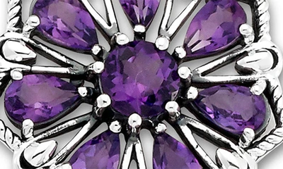 Samuel B. Sterling Silver Semiprecious Stone Flower Drop Earrings In Purple