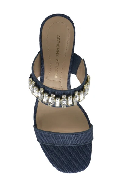 Shop Adrienne Vittadini Acres Embellished Sandal In Blue Raffia