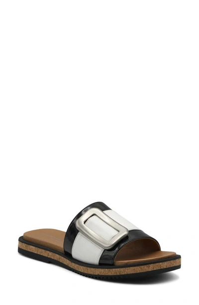 Shop Adrienne Vittadini Birdie Slide Sandal In Black/ White