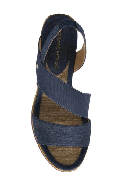 Shop Adrienne Vittadini Bandelle Wedge Sandal In Blue Ds