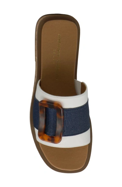 Shop Adrienne Vittadini Birdie Slide Sandal In White/ Blue