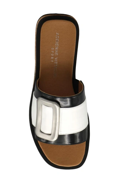 Shop Adrienne Vittadini Birdie Slide Sandal In Black/ White