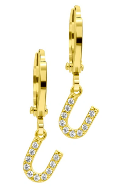 Shop Adornia Crystal Initial Drop Earrings In Gold-u