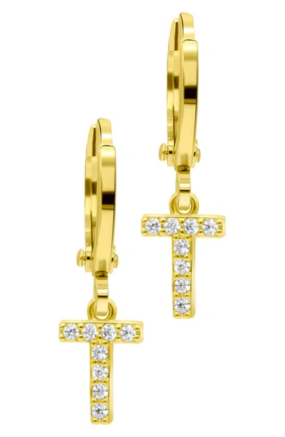 Shop Adornia Crystal Initial Drop Earrings In Gold-t