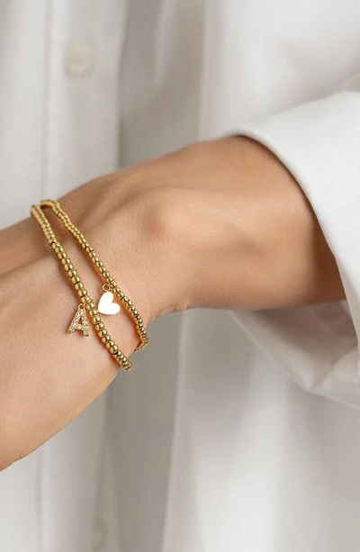 Adornia Initial & Heart 2-pack Stretch Bracelets In Gold-a