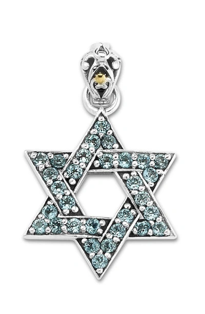 Samuel B. Pavé Blue Topaz Star Of David Pendant In Blue