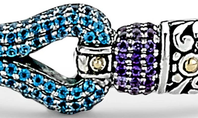 Samuel B. Sterling Silver & 18k Gold Blue Topaz & Amethyst Cuff Bracelet In Blue