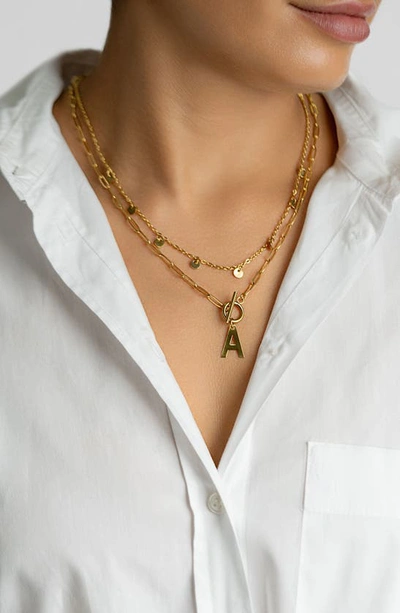 Adornia Initial Pendant Layered Chain Necklace In Gold-a