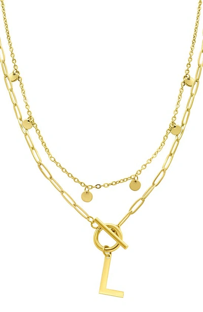 Adornia Initial Pendant Layered Chain Necklace In Gold-l