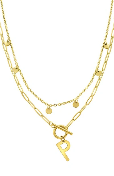 Adornia Initial Pendant Layered Chain Necklace In Gold-p