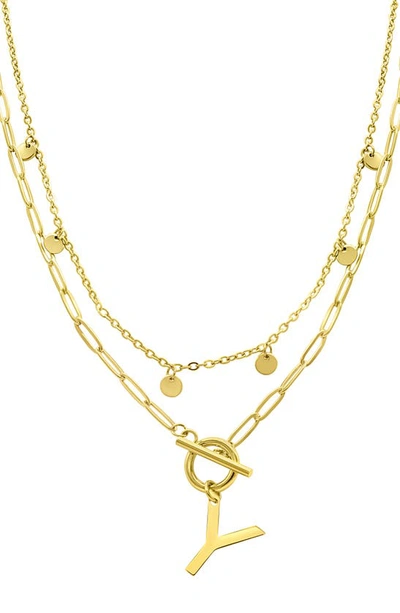 Adornia Initial Pendant Layered Chain Necklace In Gold-y