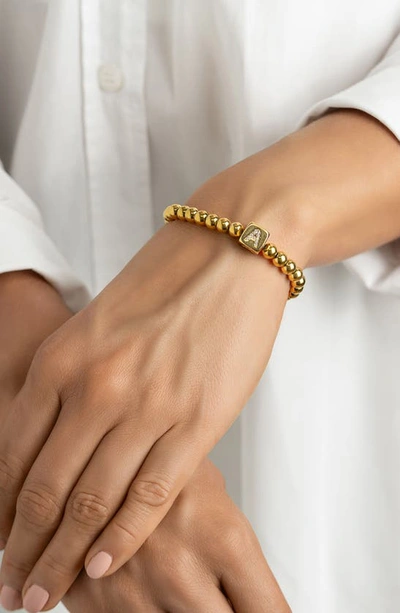 Adornia Crystal Initial Stretch Bracelet In Gold-a