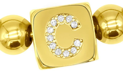 Adornia Crystal Initial Stretch Bracelet In Gold-c