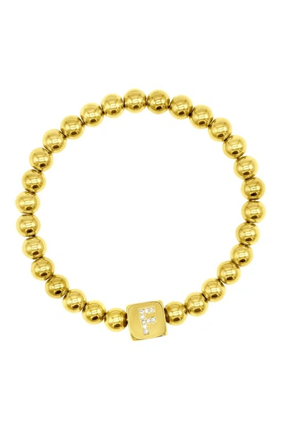 Adornia Crystal Initial Stretch Bracelet In Gold-f