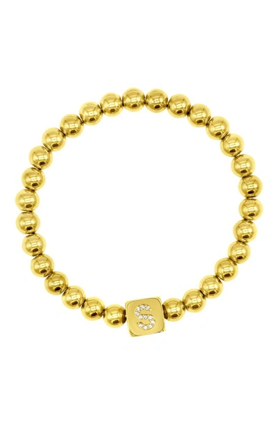 Adornia Crystal Initial Stretch Bracelet In Gold-s