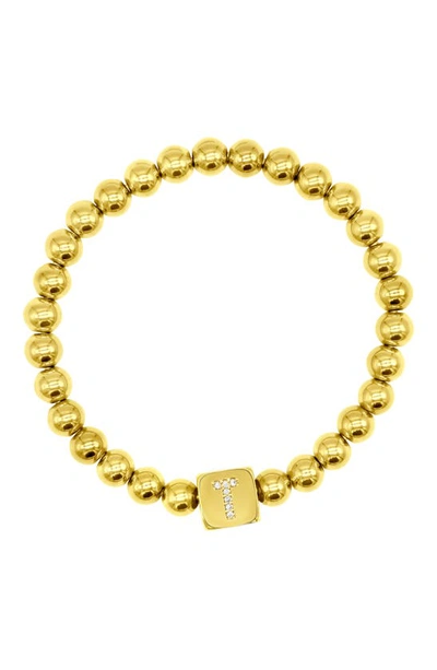 Shop Adornia Crystal Initial Stretch Bracelet In Gold-t