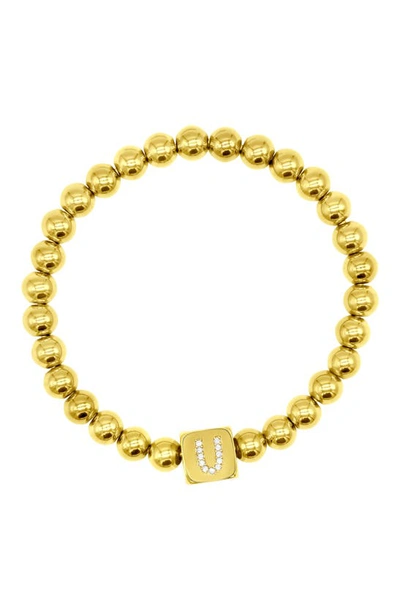 Shop Adornia Crystal Initial Stretch Bracelet In Gold-u