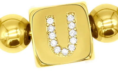 Shop Adornia Crystal Initial Stretch Bracelet In Gold-u