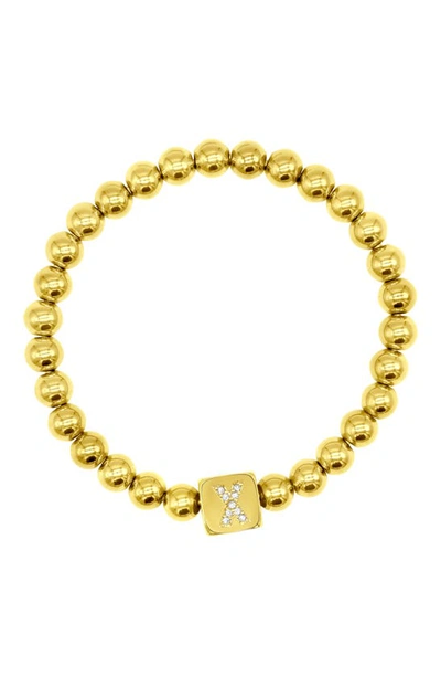 Adornia Crystal Initial Stretch Bracelet In Gold-x