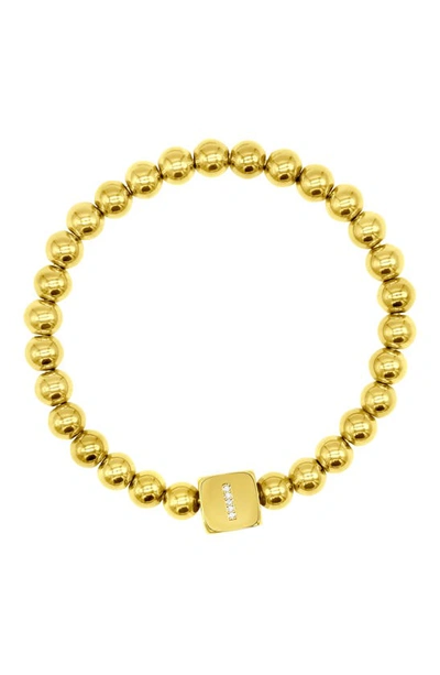Shop Adornia Crystal Initial Stretch Bracelet In Gold-i